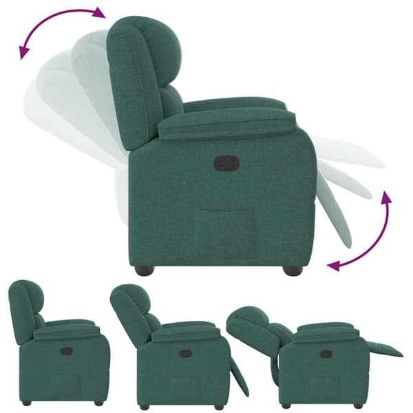Reclinerfåtölj mörkgrön tyg