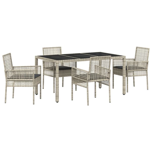 Trädgårdsmöbelset 5 pcs Ljusgrå konstrotting