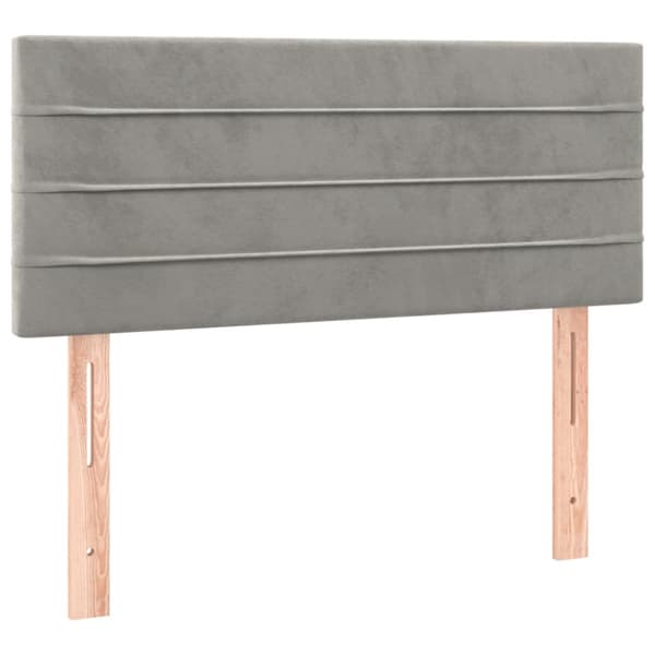 Ramsäng med madrass ljusgrå 90x200 cm sammet