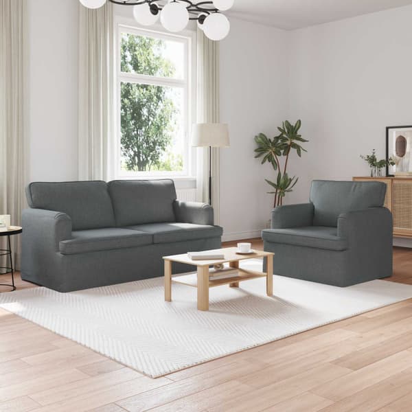 Soffset 2 pcs Mörkgrå 162 x 80 x 85 cm tyg