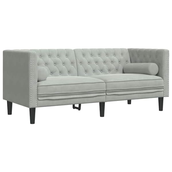 Vardagsrumsoffa 2 pcs Ljusgrå 194 x 74,5 x 70,5 cm Sammet
