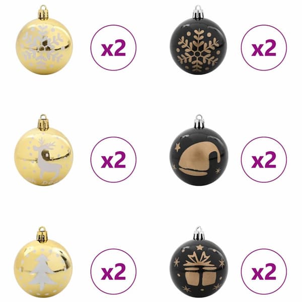 Julprydnad Set 40 pcs Svart och Guld Plast