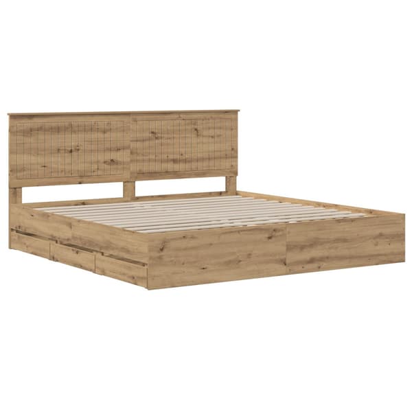 Bed Frame with Storage and Headboard Artisan Oak 180 x 200 cm