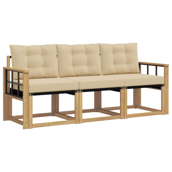 Utomhussoffset med kudde 3 pcs Vit och Beige