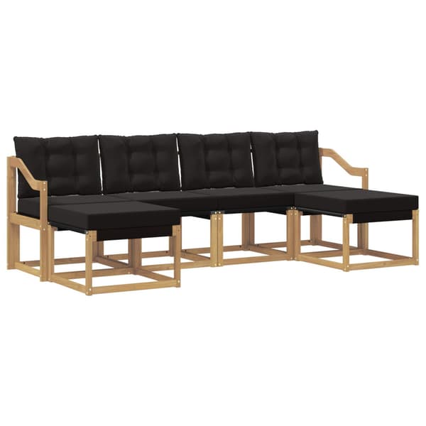Utomhussoffset med kudde 6 pcs Vit och svart