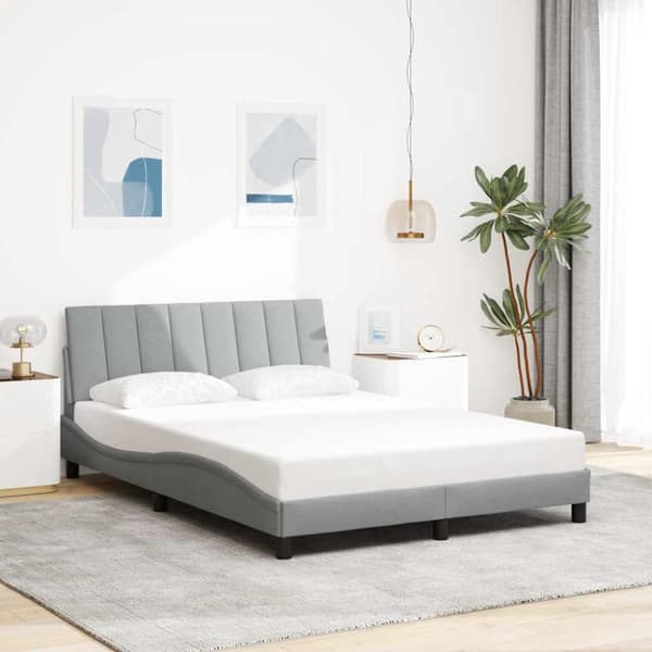Bed Frame without Mattress "Hanko" Light Grey 140x200cm Fabric