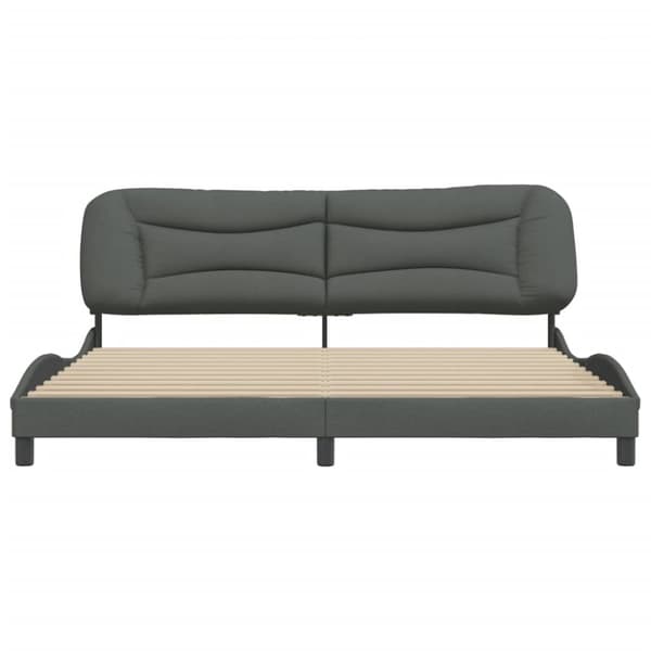 Bed Frame without Mattress "Hvar" Dark Grey 200x200 cm Fabric