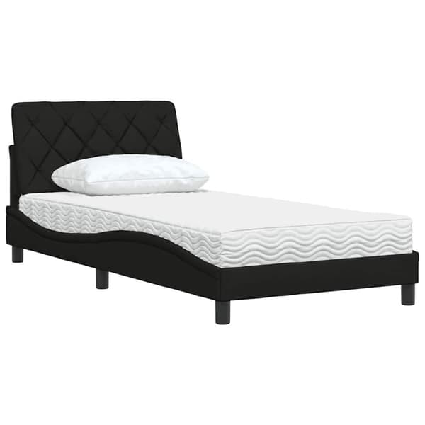 Bed with Mattress Black 100x200 cm Fabric