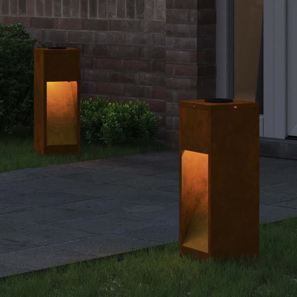 Solcell LED-vägbelysning 2 pcs Brons Väderbeständig stål