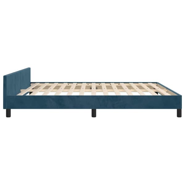 Sängram utan madrass mörkblå 160x200 cm sammet