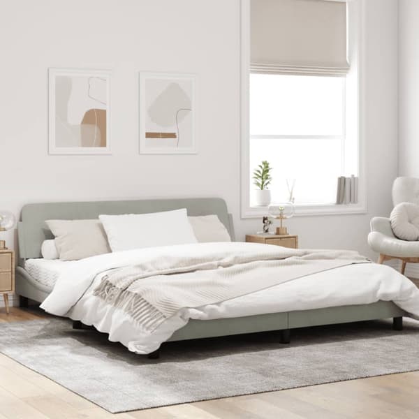 Bed Frame "Dover" Light Grey 180x200 cm Velvet