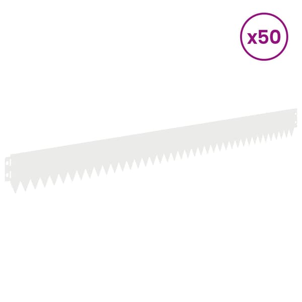 Kant för gräsmatta 50 pcs 103 x 10 cm Stål Vit