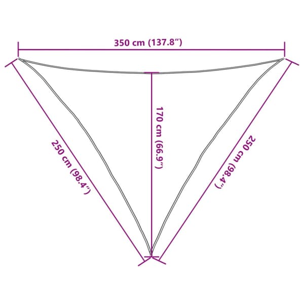 Solsegel 160 g/m² triangulär ljusgrå 2,5x2,5x3,5 m HDPE