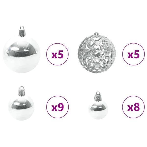Julprydnad Set med 150 LED-lampor 61 pcs Silver Plast
