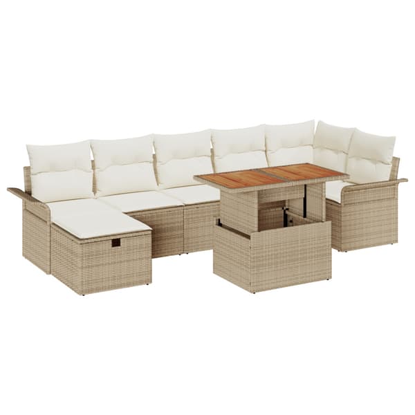 Trädgårdsoffset 8 pcs Beige konstrotting