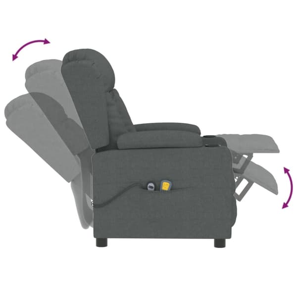 Elektrisk massagefåtölj mörkgrå tyg