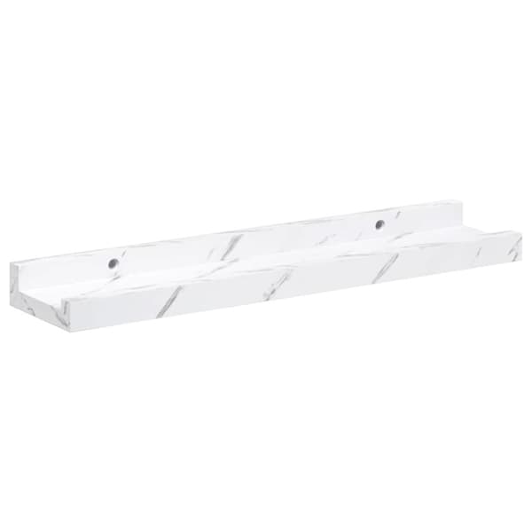 Vägg hylla Väggmonterat 2 pcs Vit marmor 40 x 9 x 3 cm