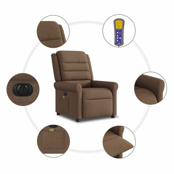 Elektrisk massagefåtölj brun tyg