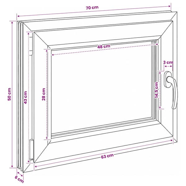 Källarfönster RISOR 70 x 50 cm PVC och glas