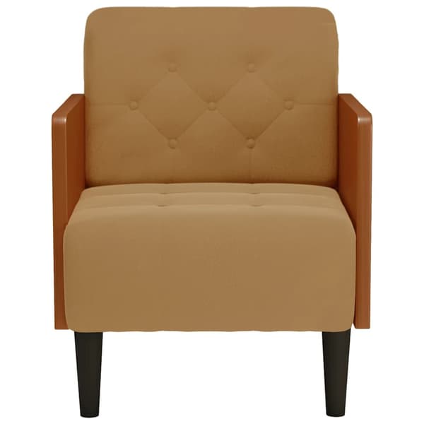 Soffstol med armstöd brun 55 cm sammet
