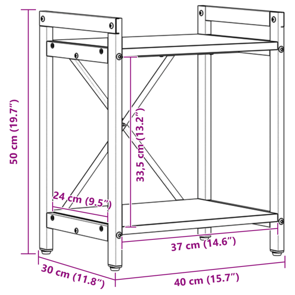 Hyllsystem Rökt ek 40 x 30 x 50 cm Konstruerat trä