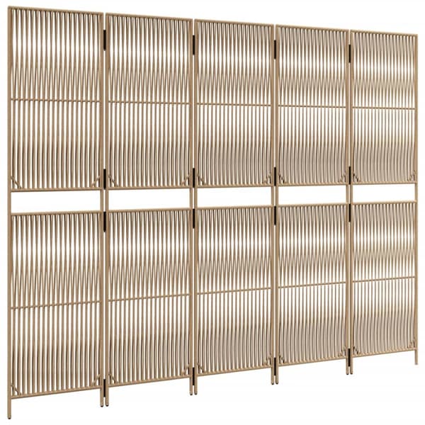 Rumsavdelare 5 paneler beige konstrottning