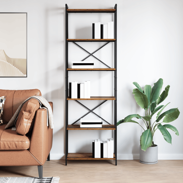 Hyllsystem Rökt ek 60 x 30 x 189,5 cm Konstruerat trä