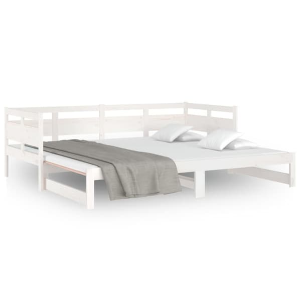 Bäddsoffa vit massiv furu 2x(80x200) cm