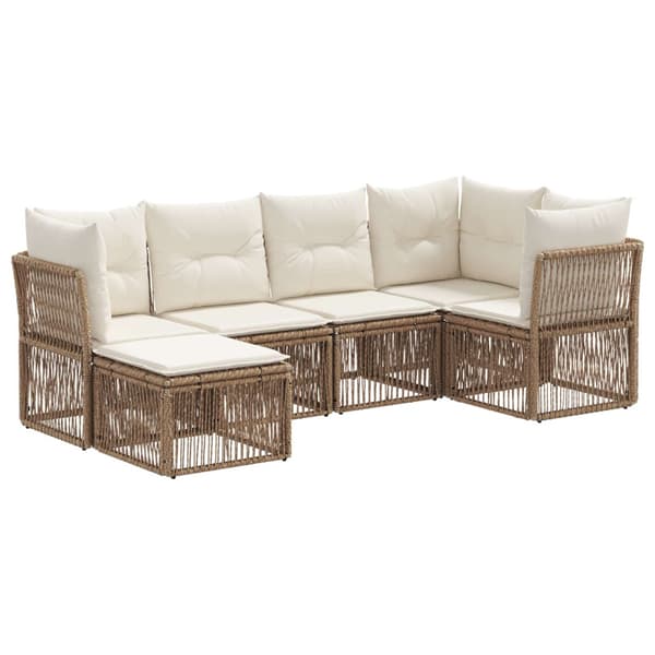 Trädgårdsoffset 6 pcs Beige konstrotting