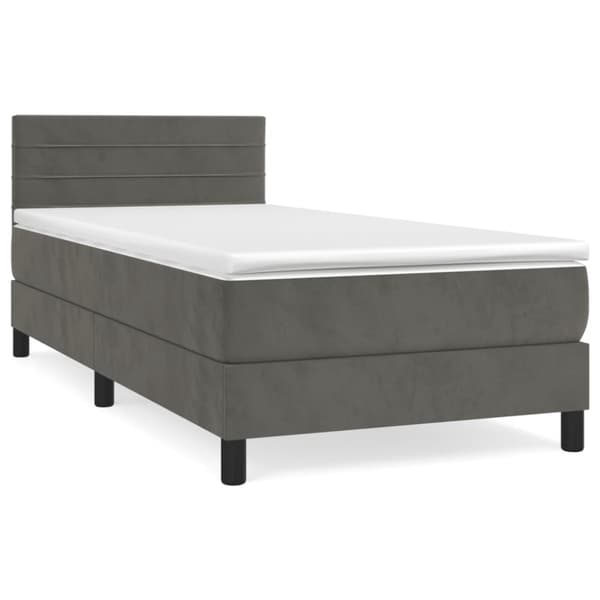 Ramsäng med madrass mörkgrå 100x200 cm sammet