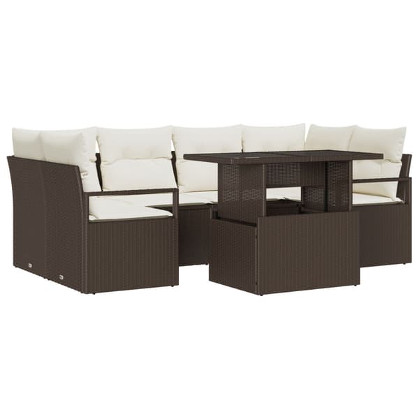 Trädgårdsoffset med lagring 7 pcs Brun Poly rattan