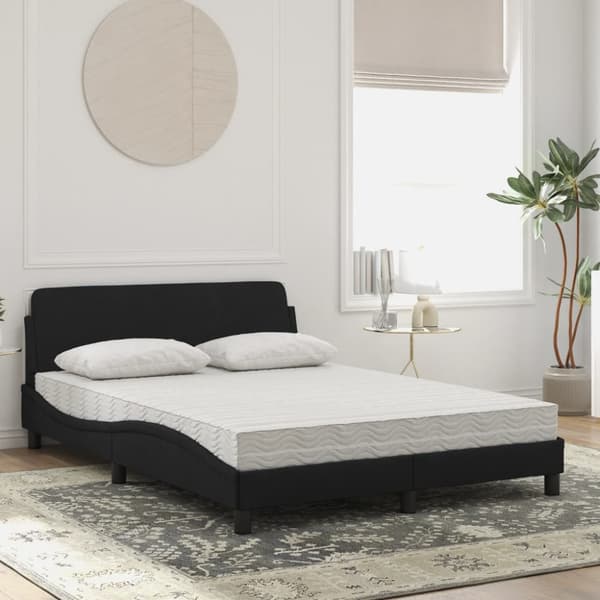 Bed with Mattress "Dover" Black 140x200 cm Velvet