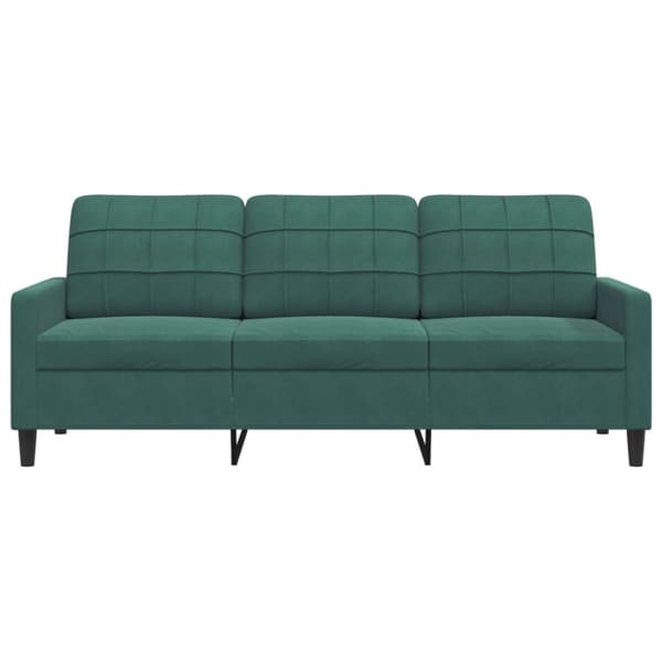 3-sitssoffa mörkgrön 180 cm sammet