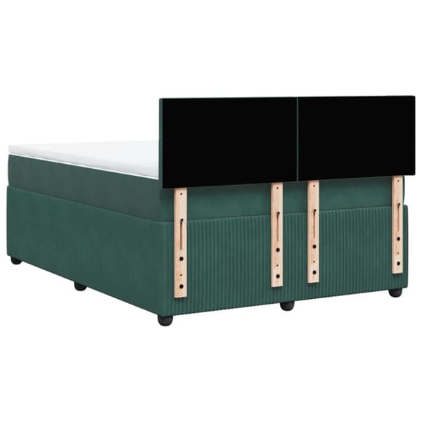 Ramsäng med madrass mörkgrön 140x190 cm sammet
