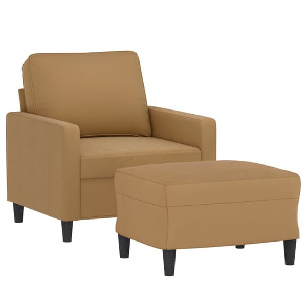 Fåtölj med fotpall Brun 60 cm sammet