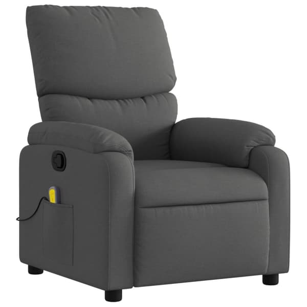Massagefåtölj mörkgrå tyg