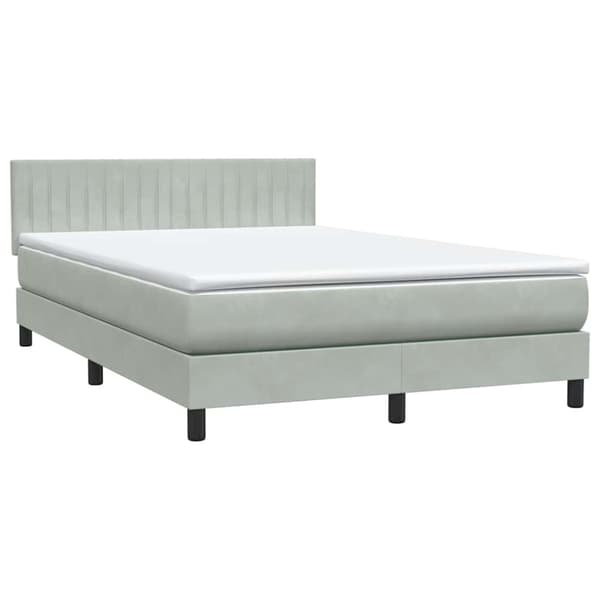 Ramsäng med madrass ljusgrå 160x210 cm sammet