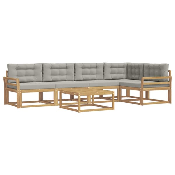 Utomhussoffset 6 pcs Vit och ljusgrå 79 x 79 x 37 cm Polyester