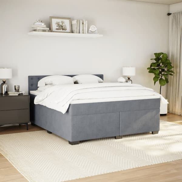 Ramsäng med madrass mörkgrå 180x200 cm sammet