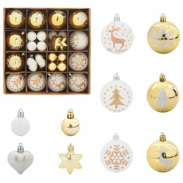 Julprydnad Set 40 pcs Vit och guld Plast