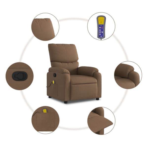 Massagefåtölj brun tyg