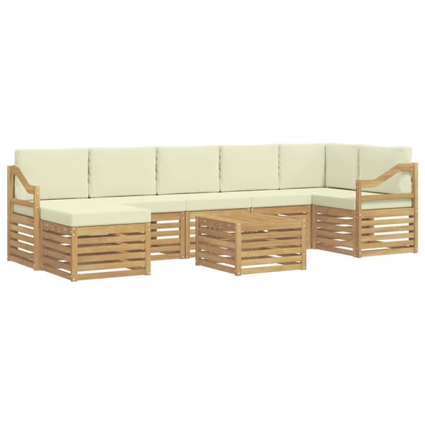 Utomhussoffset 8 pcs Vit och grädde 59 x 59 x 37 cm Polyester