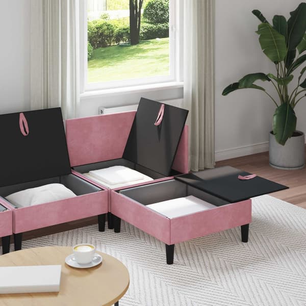 Möbelset för vardagsrummet med kudde 4 pcs Rosa Sammet