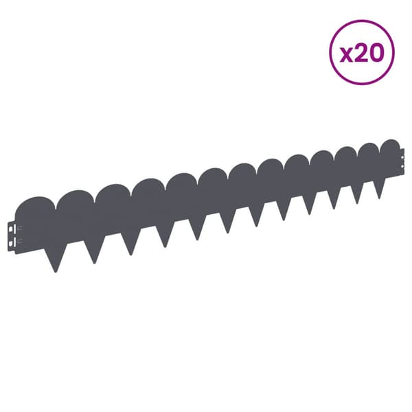 Kant för gräsmatta 20 pcs 103 x 15 cm Stål Antracit