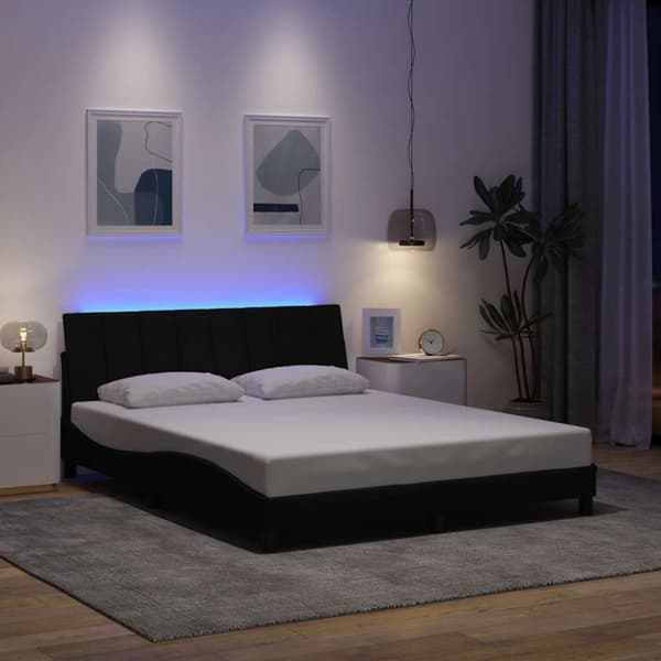 Bed Frame without Mattress "Hanko" Black 160x200cm Fabric