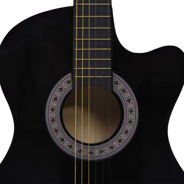 Westerngitarr med cutaway 6 strängar svart 38"