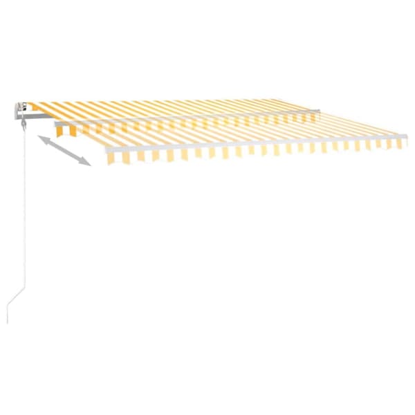Automatisk markis med vindsensor & LED 450x300 cm gul/vit