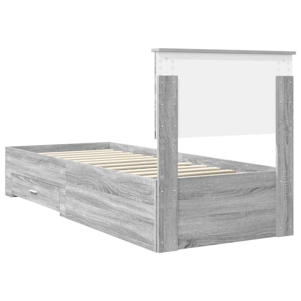 Sängram Grå Sonoma och Silver 75 x 190 cm Konstruerat trä