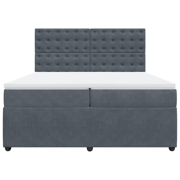 Ramsäng med madrass mörkgrå 200x200 cm sammet