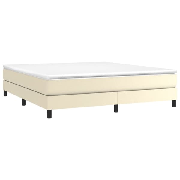 Boxspring-sängram gräddvit 180x200 cm konstläder